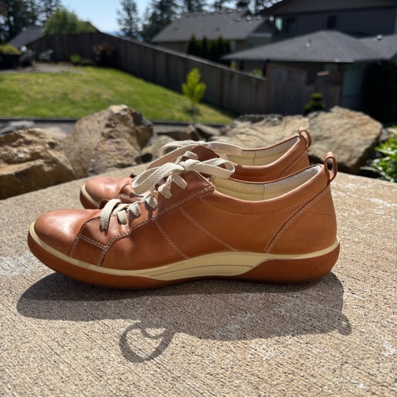 ECCO CHASE TIE BROWN LEATHER SNEAKERS LACED WALKING SHOES WOMEN SZ 8/8.5 EU 39 - Picture 4 of 10